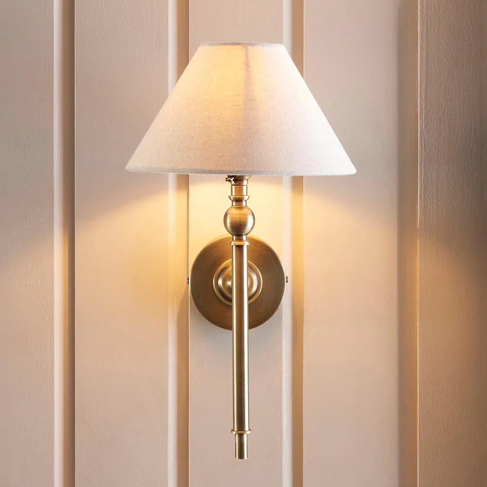Francesca Gold Wall Light with Linen Shade - Image 2