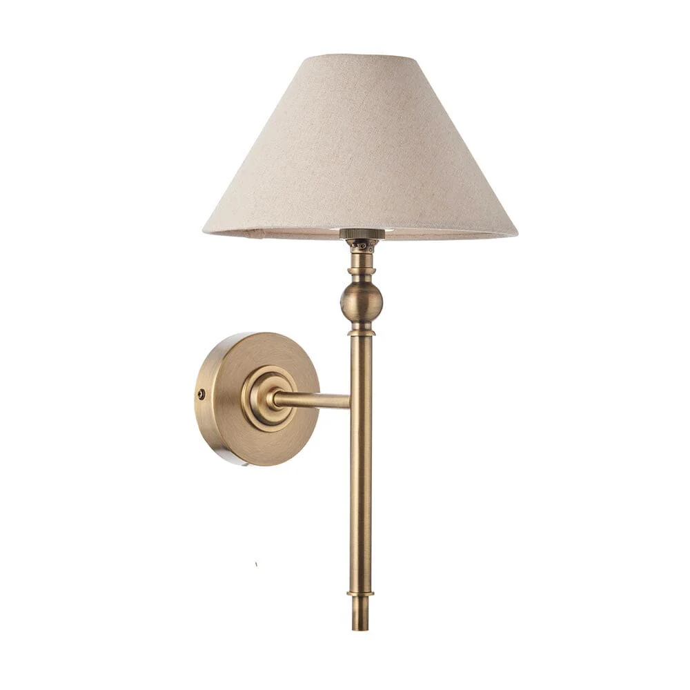 Francesca Gold Wall Light with Linen Shade - Image 4