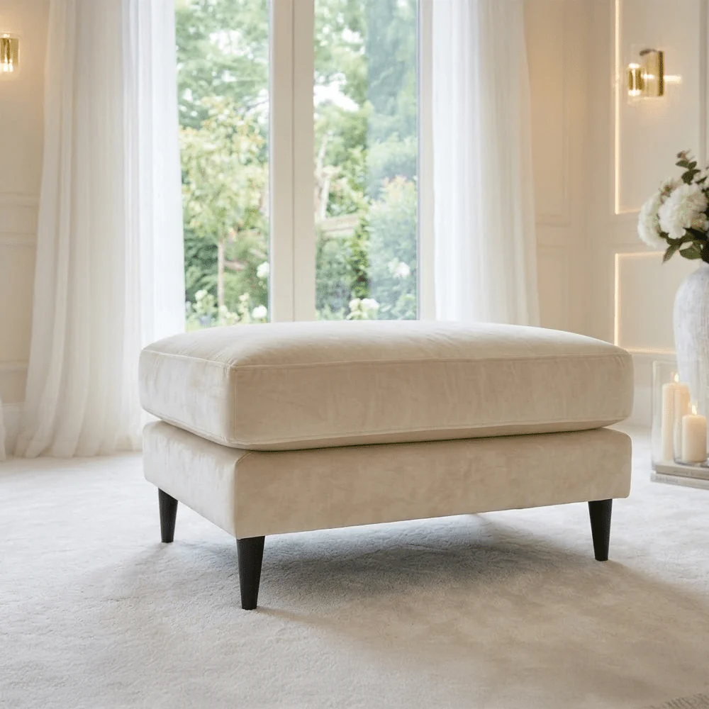 Genevieve Cream Velvet Chair Footstool