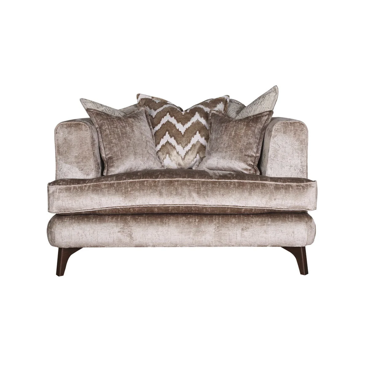 Gisele Mink Textured Chenille Pillowback Sofa Range with Walnut Legs - Image 2