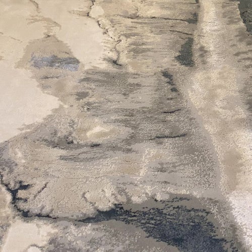Glacial Cream & Grey Marble Wash Velvet Rug - Image 4