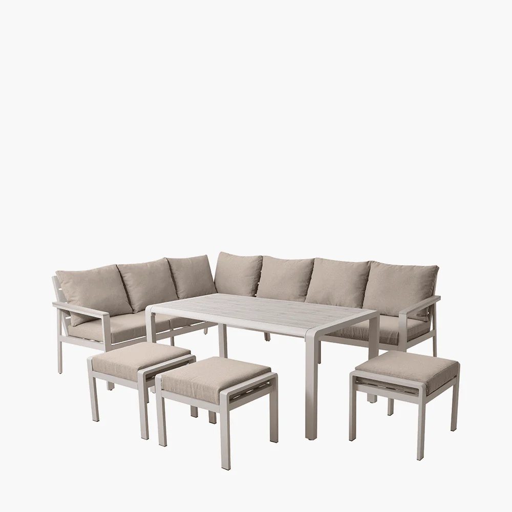 Hawaii Cream & Taupe 5 Piece Outdoor Corner Dining Set - Image 2