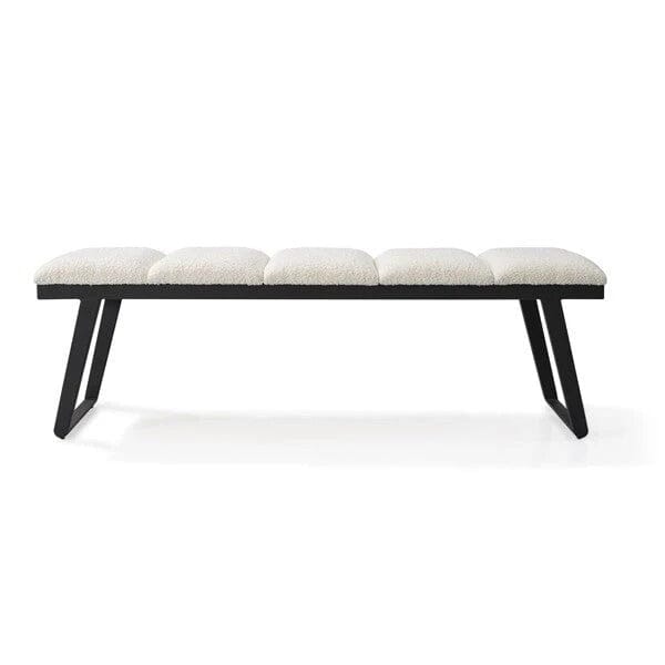 Henley Luxury Cream Boucle Channelled Bench with Black Legs - Image 3