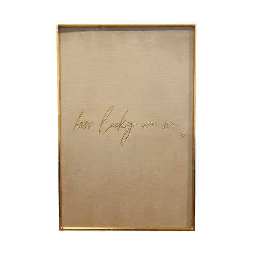 'How Lucky Are We' Beige & Gold Framed Canvas Wall Art - Image 2