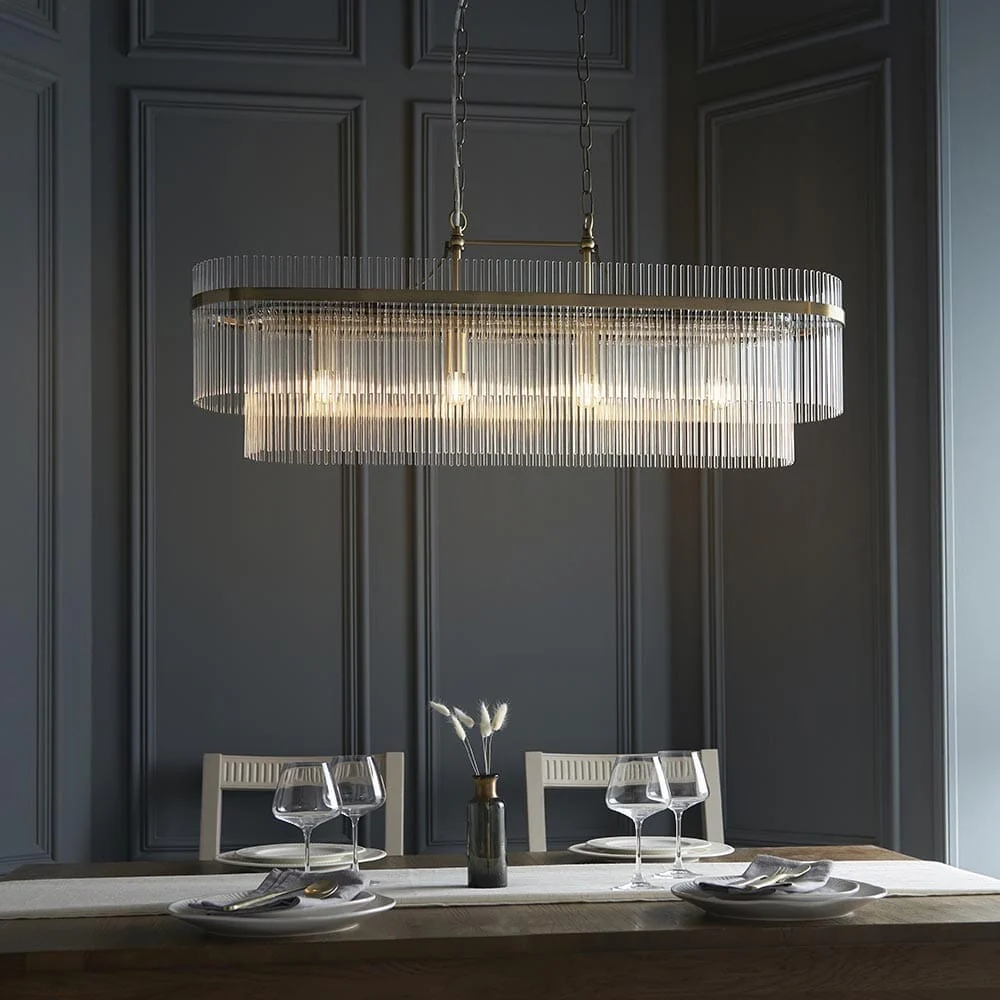 In Stock -Abella Light Gold 4 Light Linear Pendant Ceiling Light - Image 2