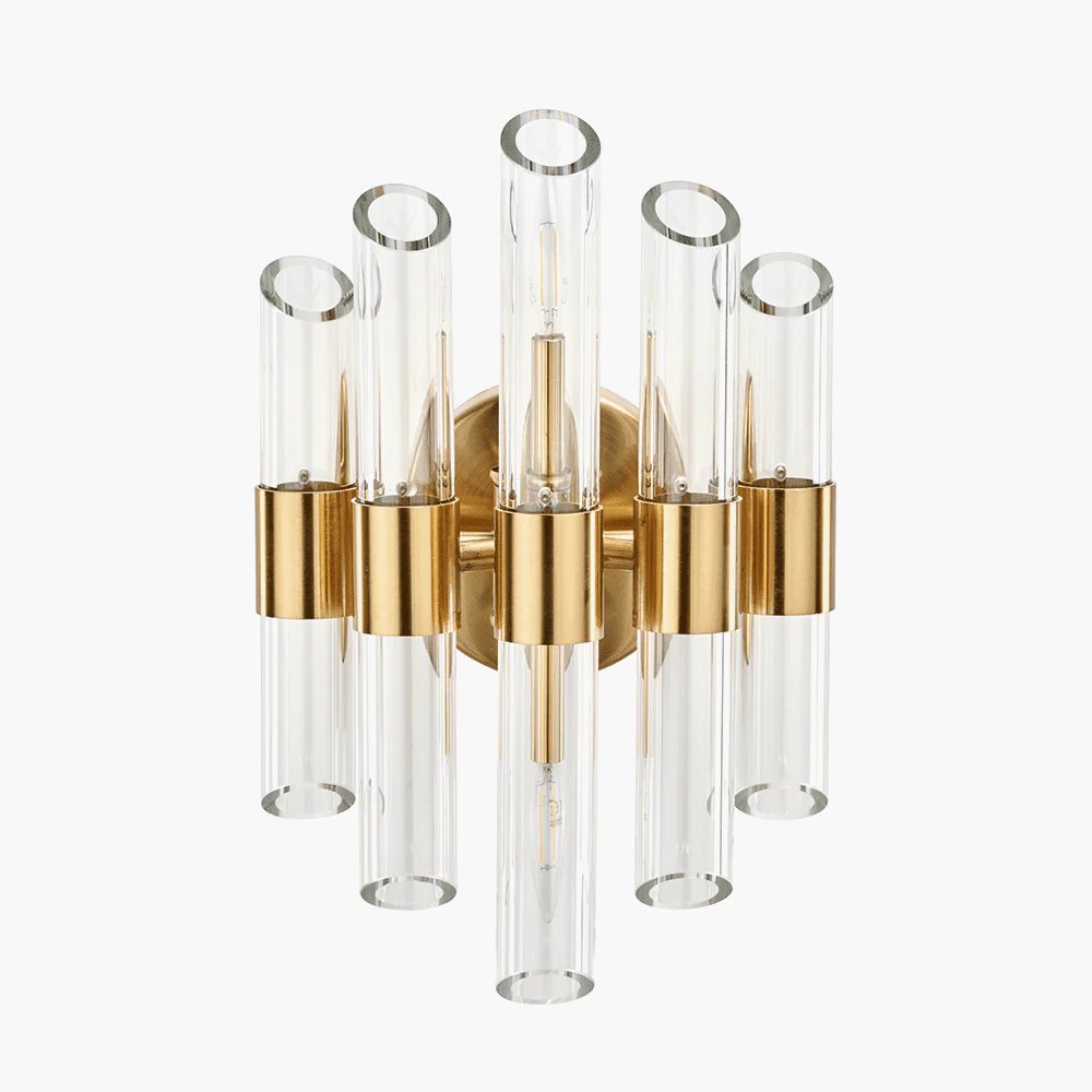 In Stock - Amelia Antique Brass & Glass Wall Light - Image 2