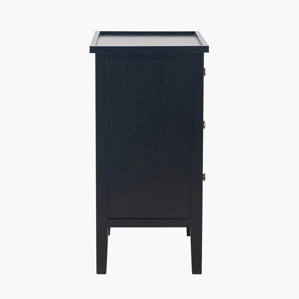 In Stock - Henrik Black 3 Drawer Bedside Table with Gold Handles - Image 3