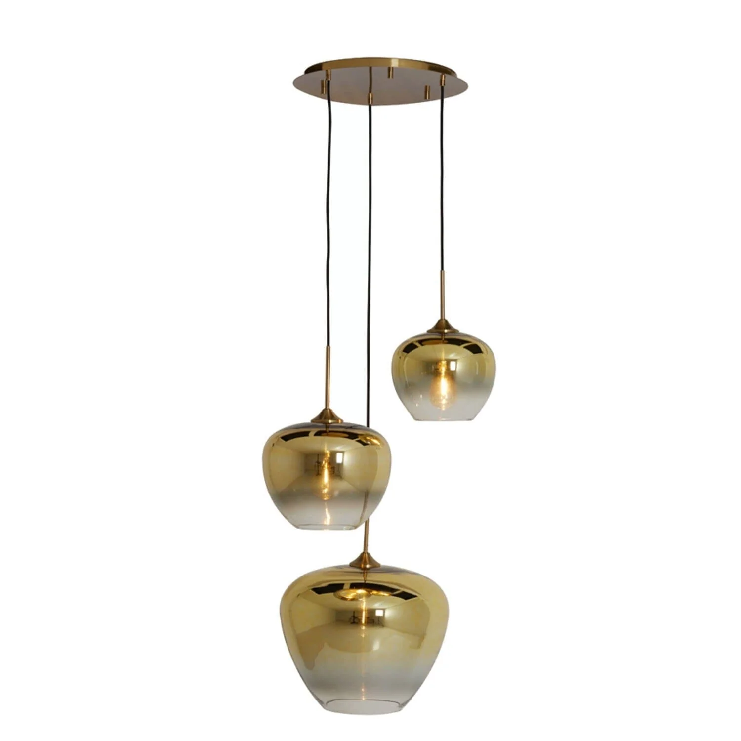 In Stock - Marmilla Gold Glass Ombre 3 Light Pendant Ceiling Light - Image 2