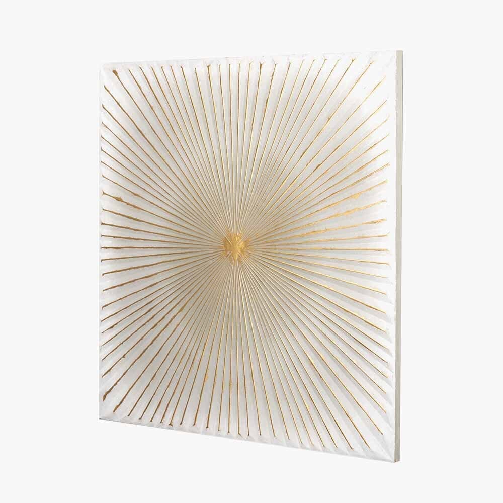 In Stock - Raye White & Gold Sunburst Style Wall Art - Image 3