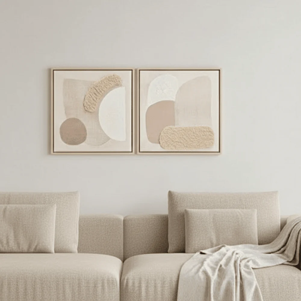 Ione Neutral Textured Abstract Wall Art - Set of 2