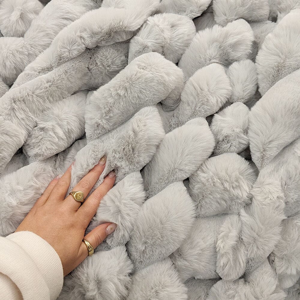 Isla Grey Chunky Ribbed Faux Fur Throw - Image 3
