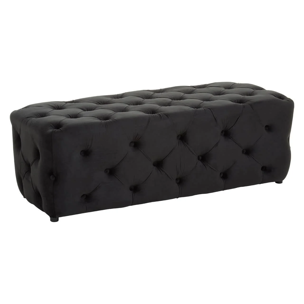 Ismerie Black Velvet Buttoned Bench - Image 3
