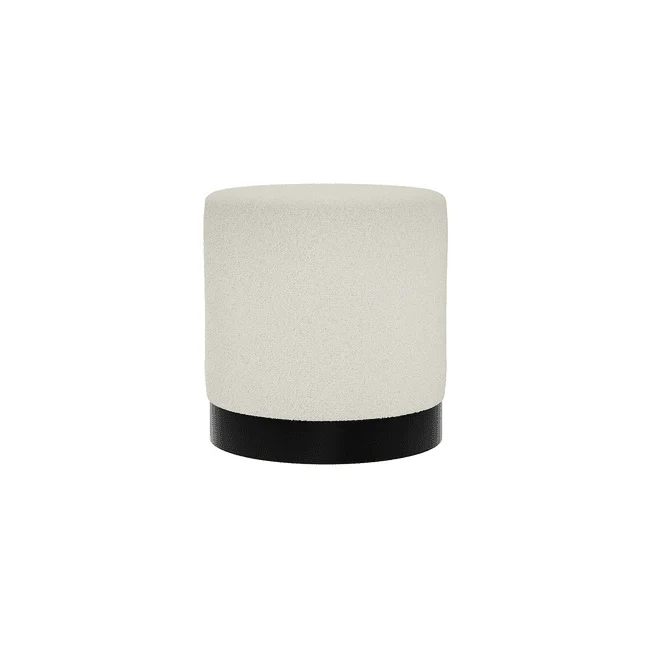 Jaycee Cream Boucle & Black Medium Round Stool - Image 2