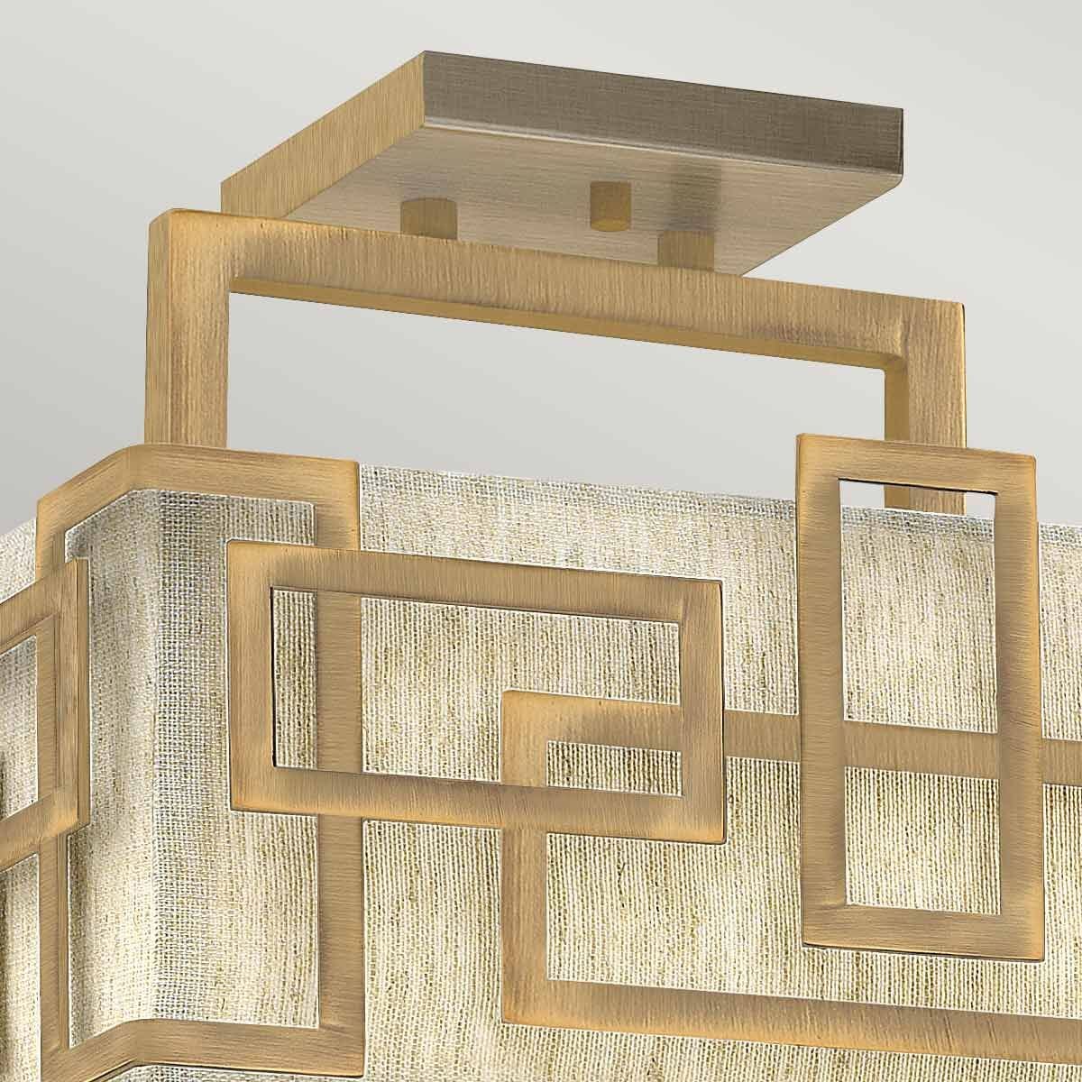 Jennifer Brushed Brass 3 Light Semi-Flush Ceiling Light with Linen Shade - Image 3