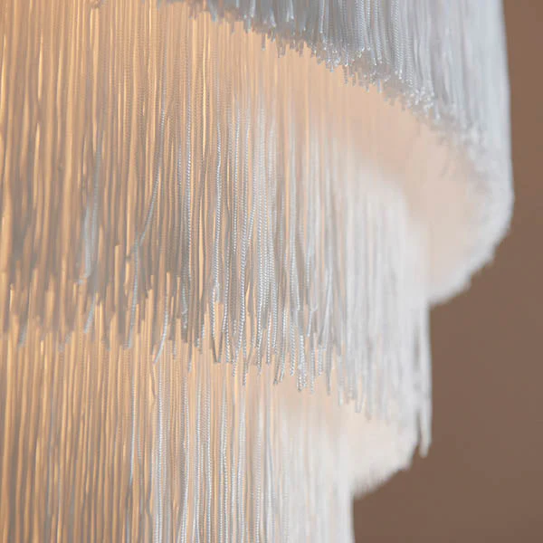 Jessamine Gold & White Fringed Pendant Ceiling Light - Image 4