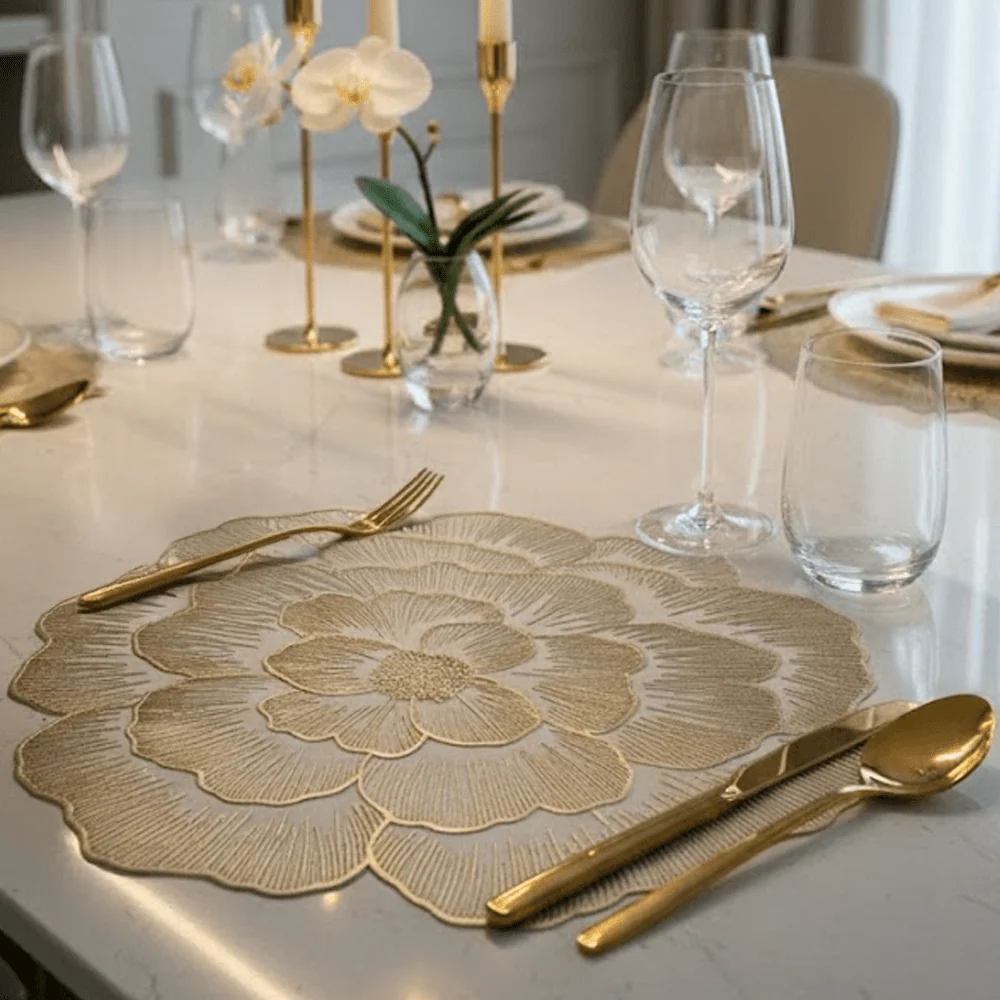 Jodie Gold Flower Placemat
