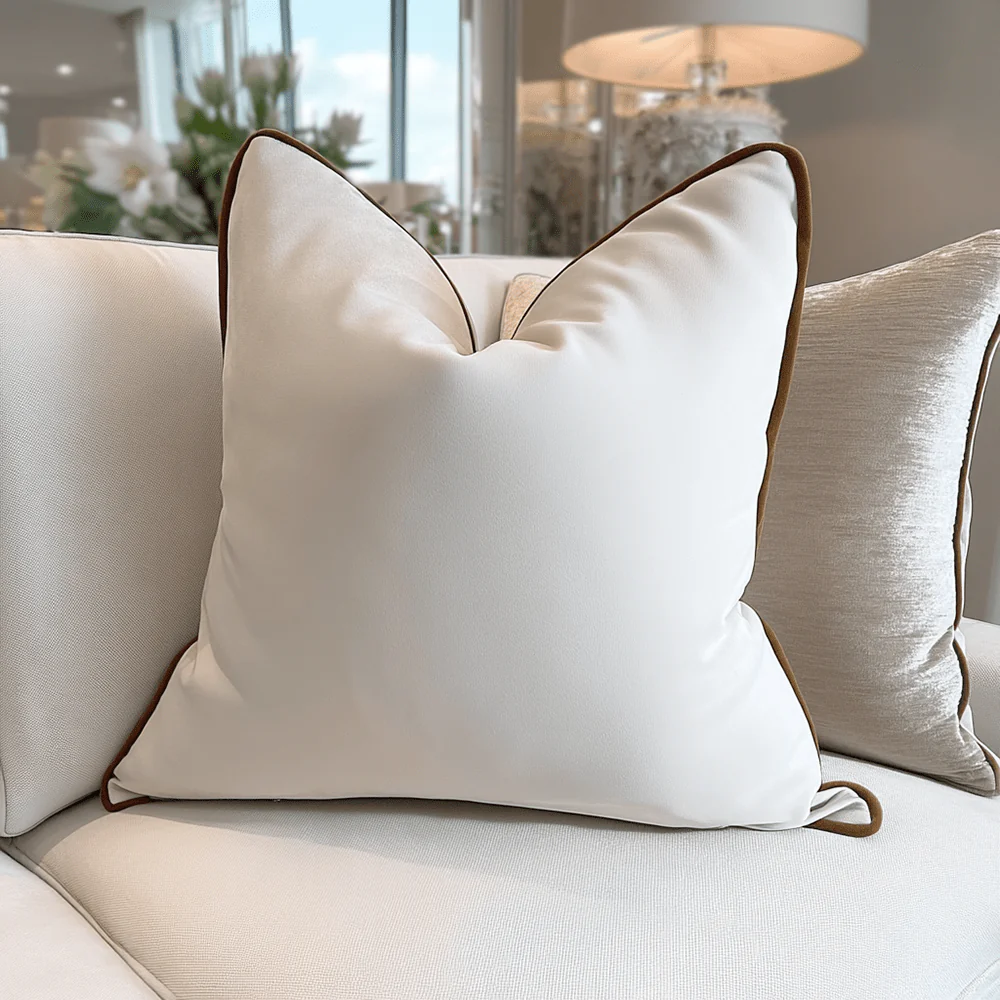Juniper Ecru & Rust Velvet Cushion - 45 x 45cm