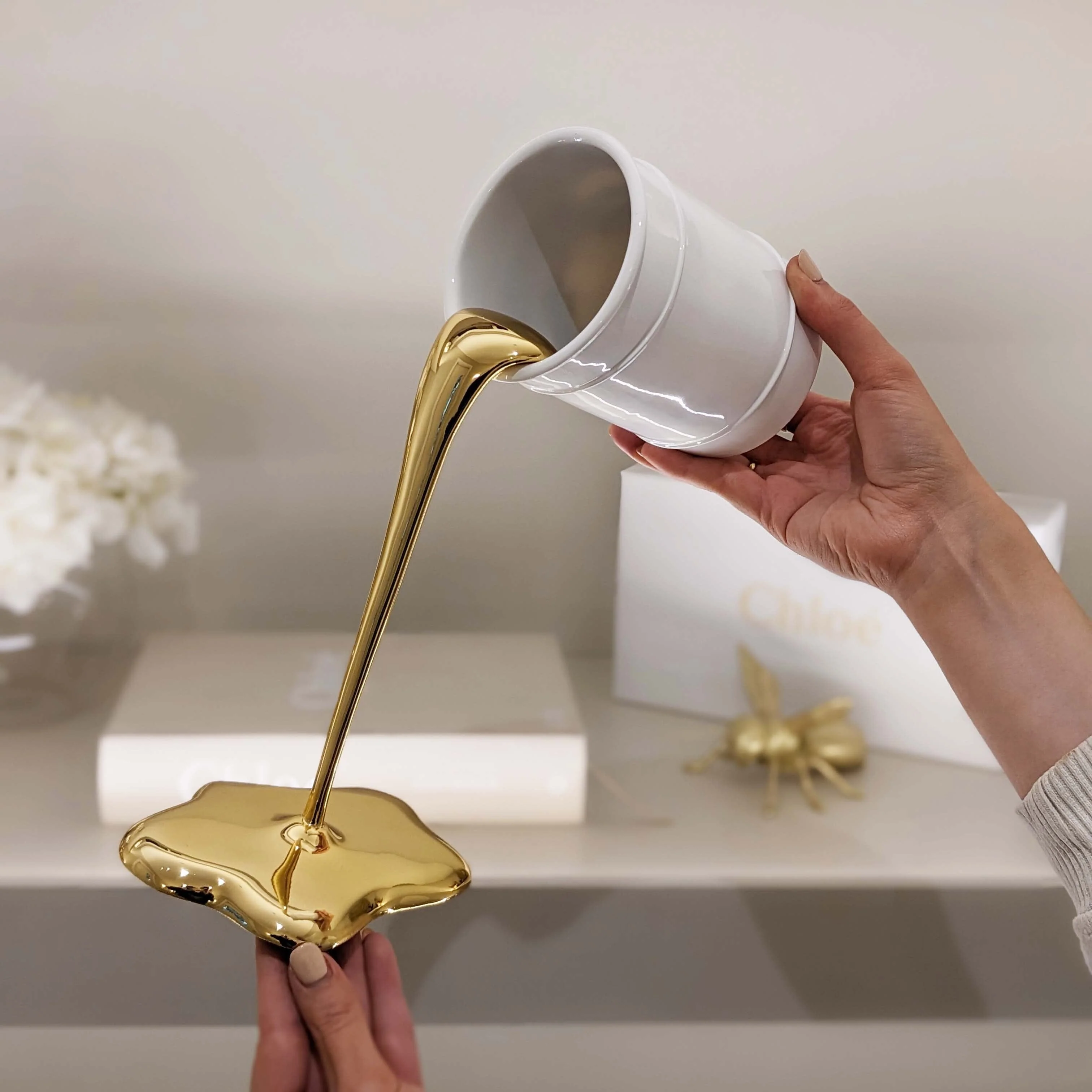 Molten Gold Paint Spill Ornament - Image 3
