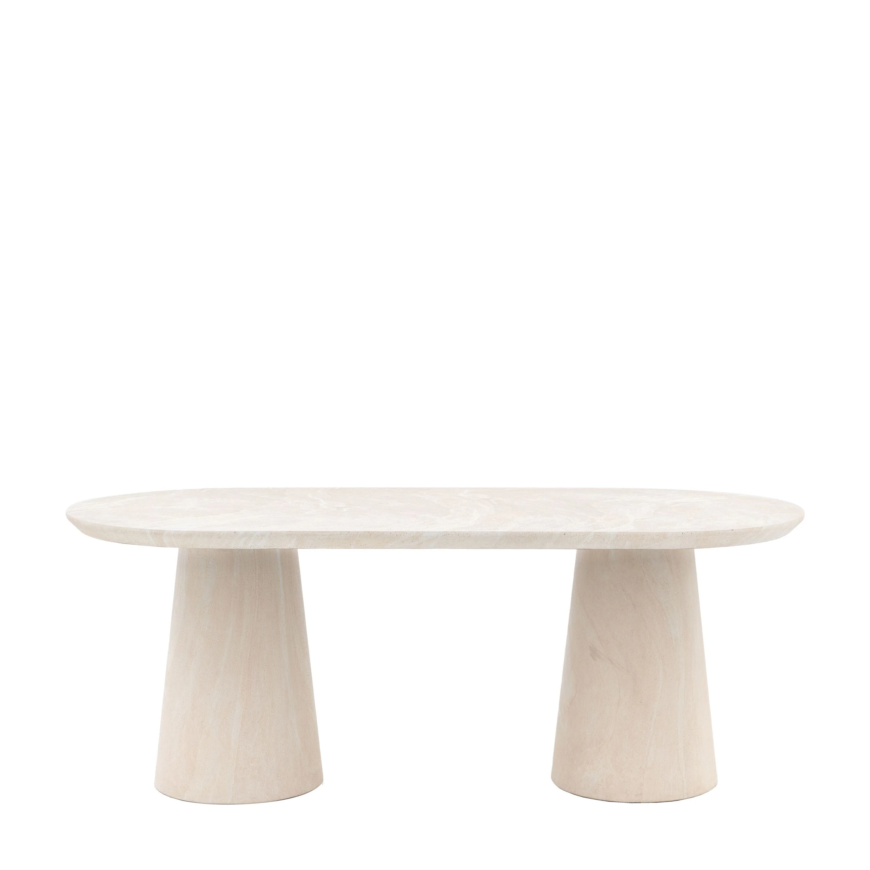 Katrina Travertine Concrete Indoor/Outdoor Oval Dining Table - Image 3
