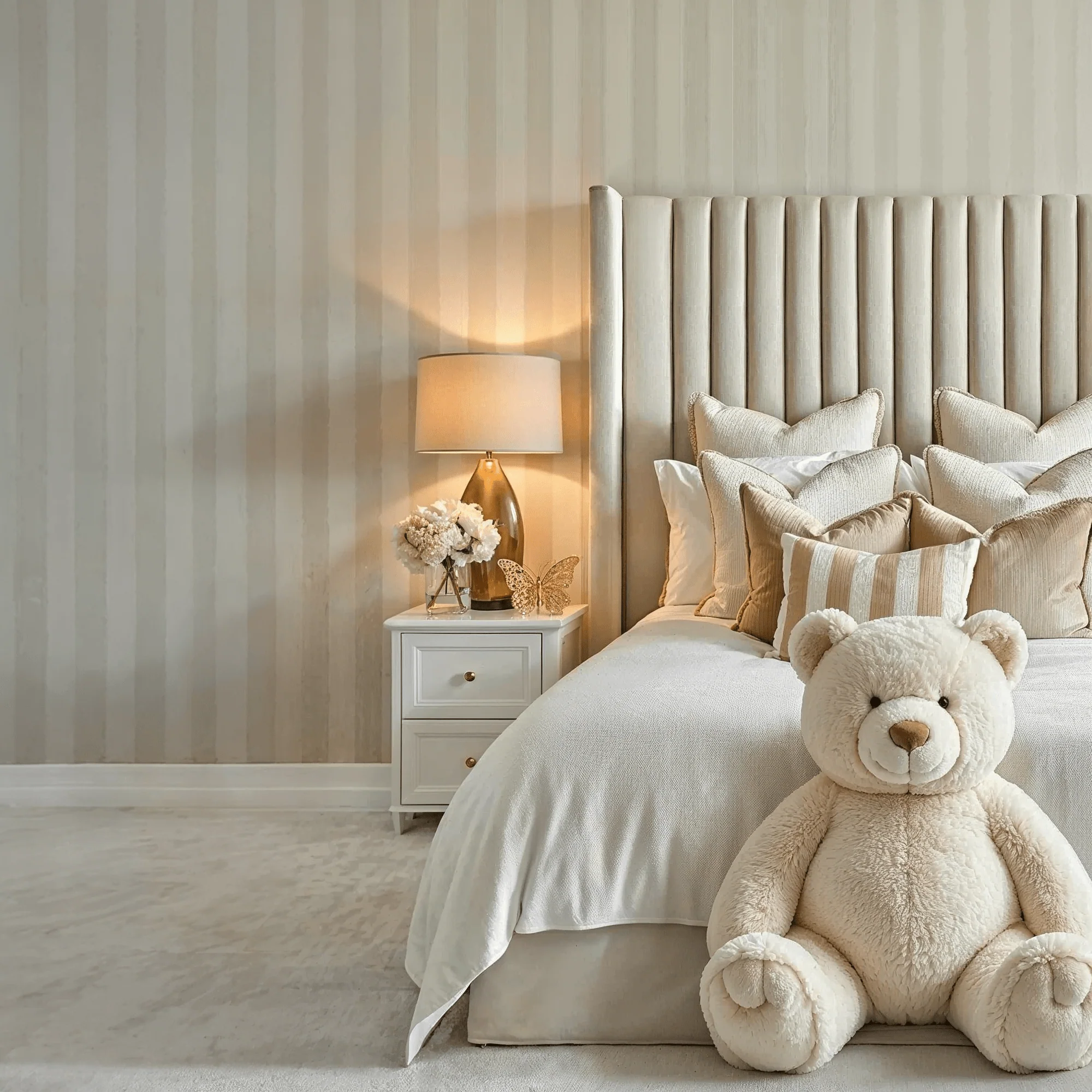 Kaya Beige & Cream Striped Wallpaper