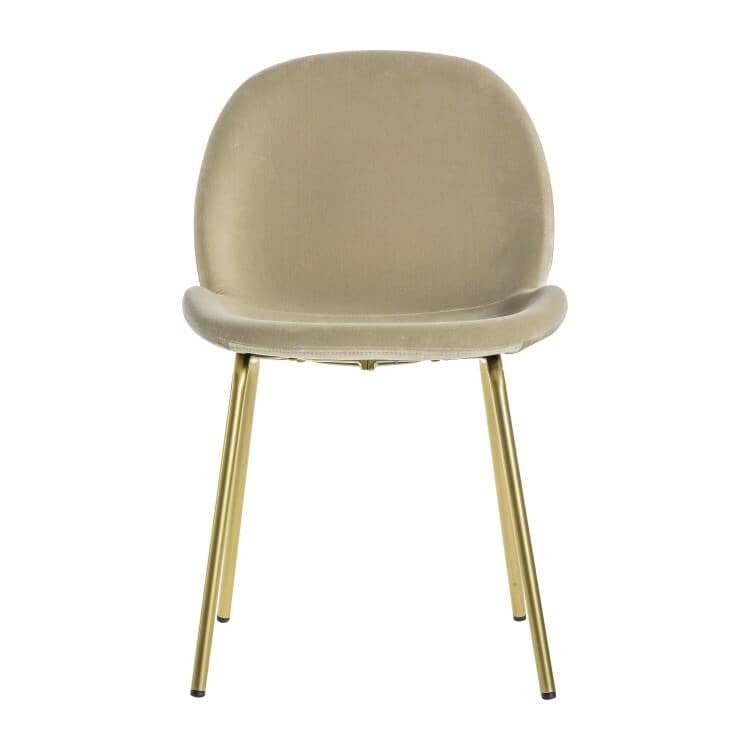 Pimlico Oatmeal Velvet and Gold Dining Chair - Set of 2 - Image 5