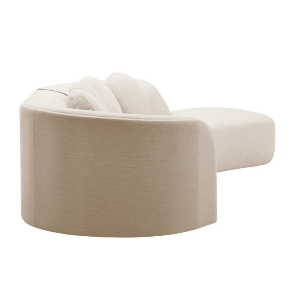 Keyen Cream Linen 3 seater Curved Sofa - Image 6