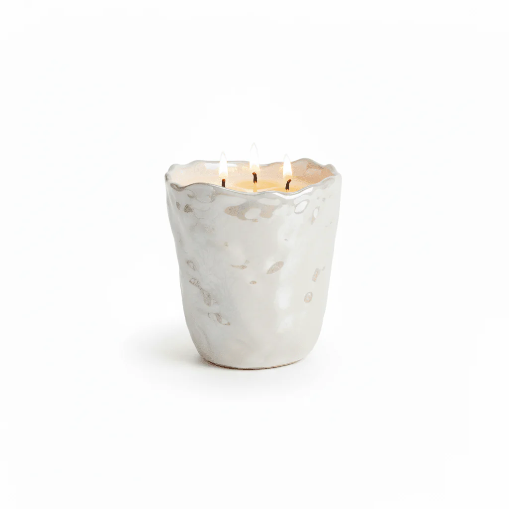Laguna Cream Pearlescent Decorative Candle - Image 2