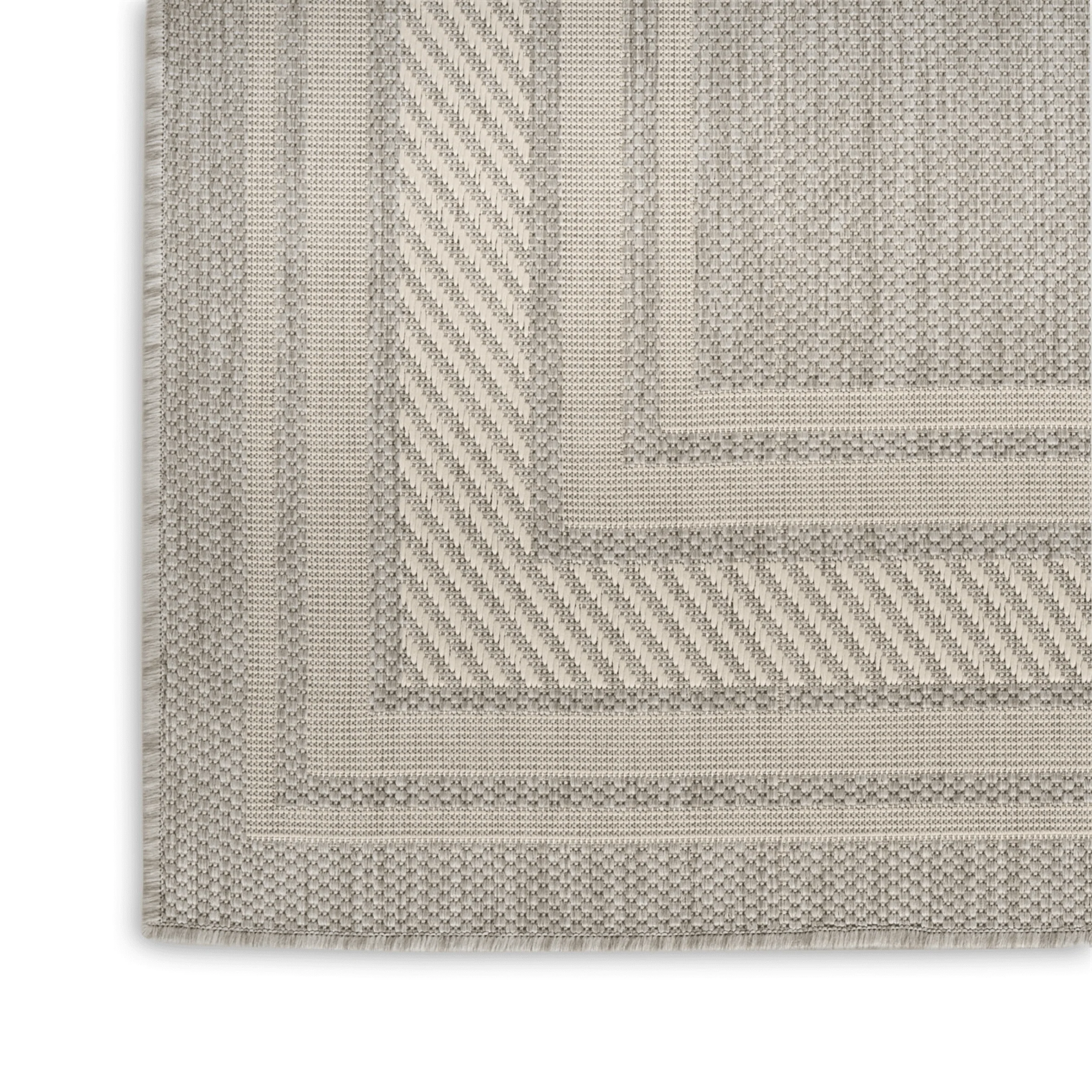 Lara Grey Indoor Outdoor Rug with Cream Border - Image 3