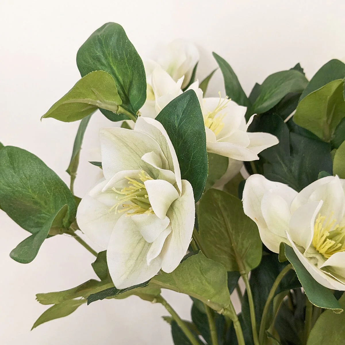 Large Faux White Hellebore Plant in Stone Pot - Image 3