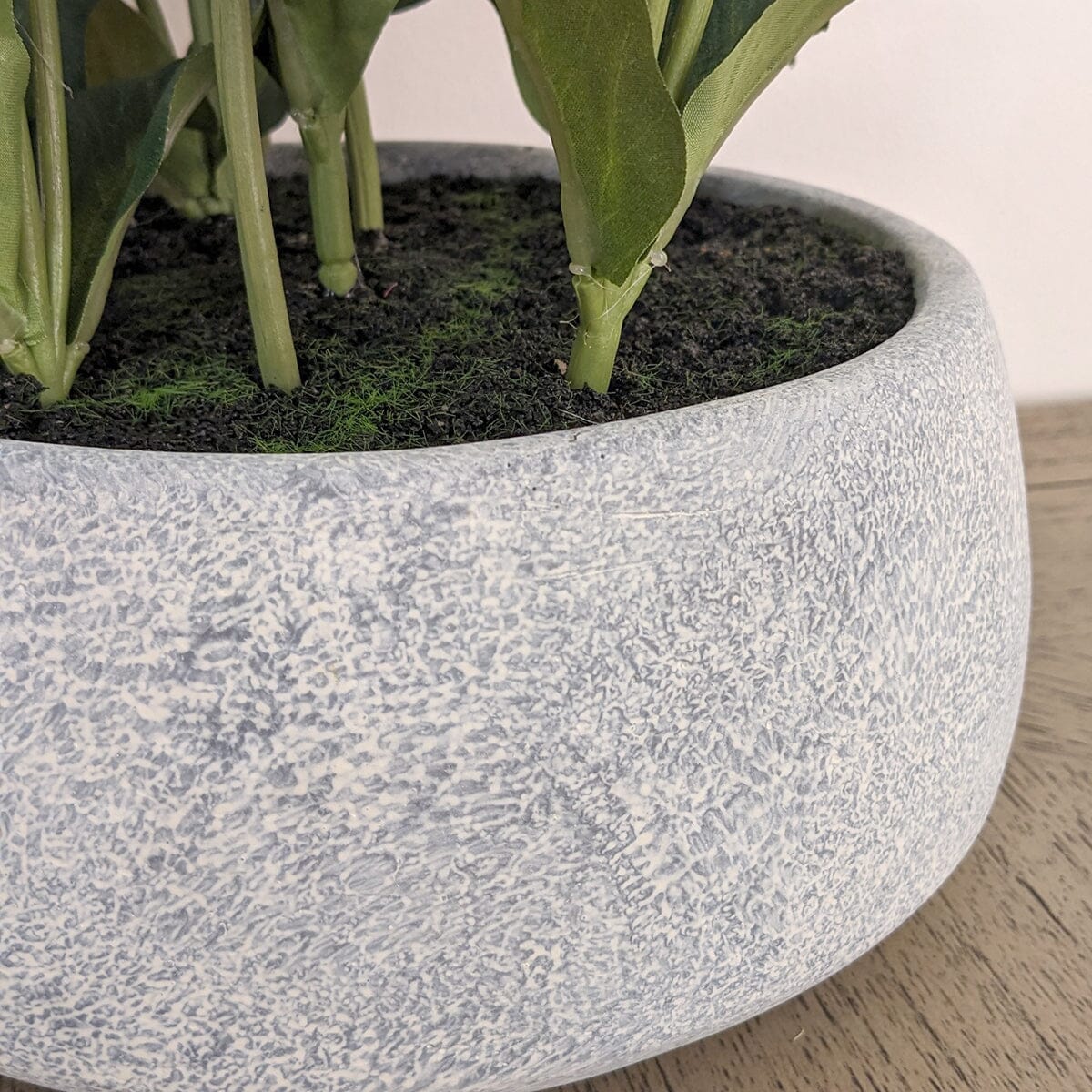 Large Faux White Hellebore Plant in Stone Pot - Image 4