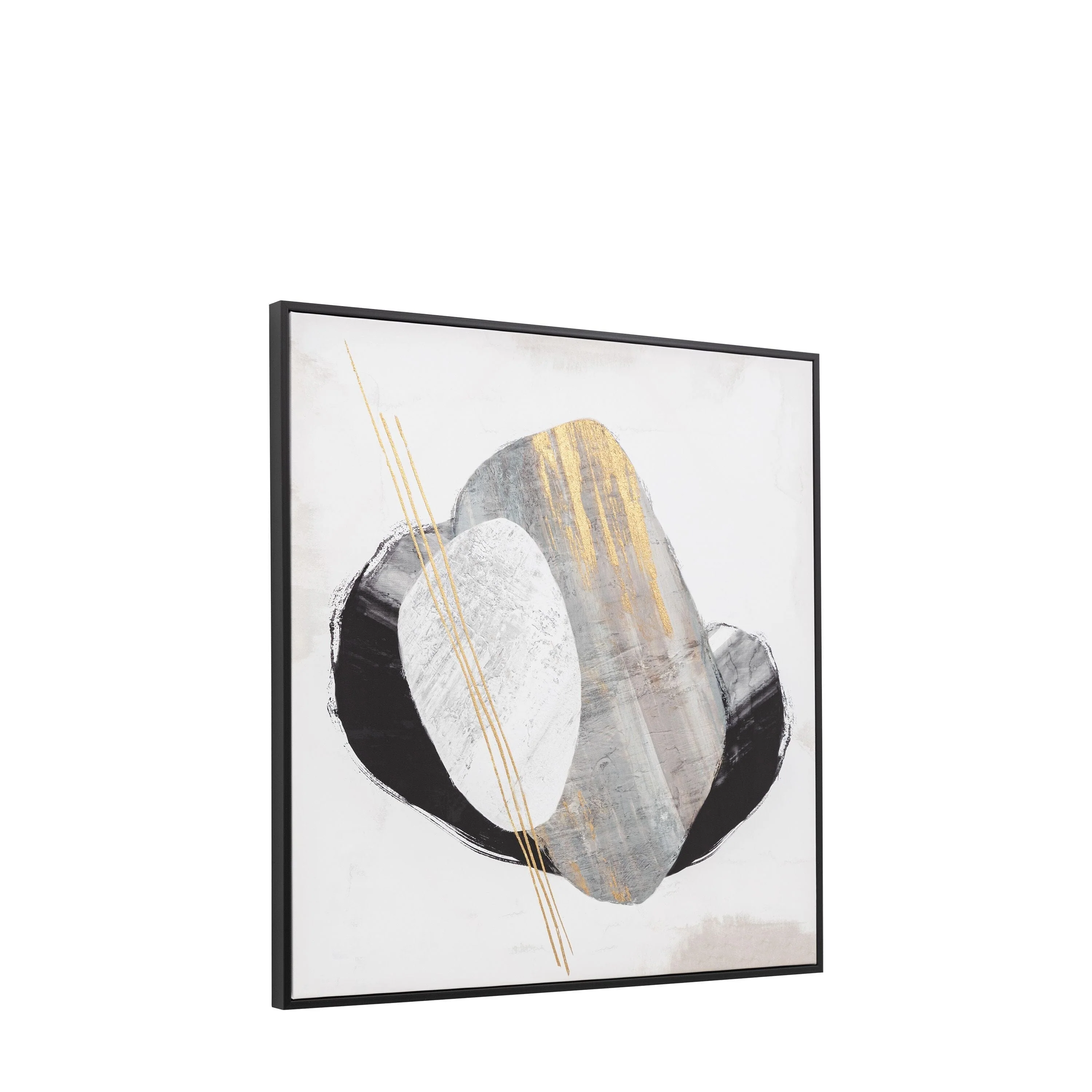 Levante Monochrome Abstract Framed Canvas Wall Art with Gold Detail - Image 4