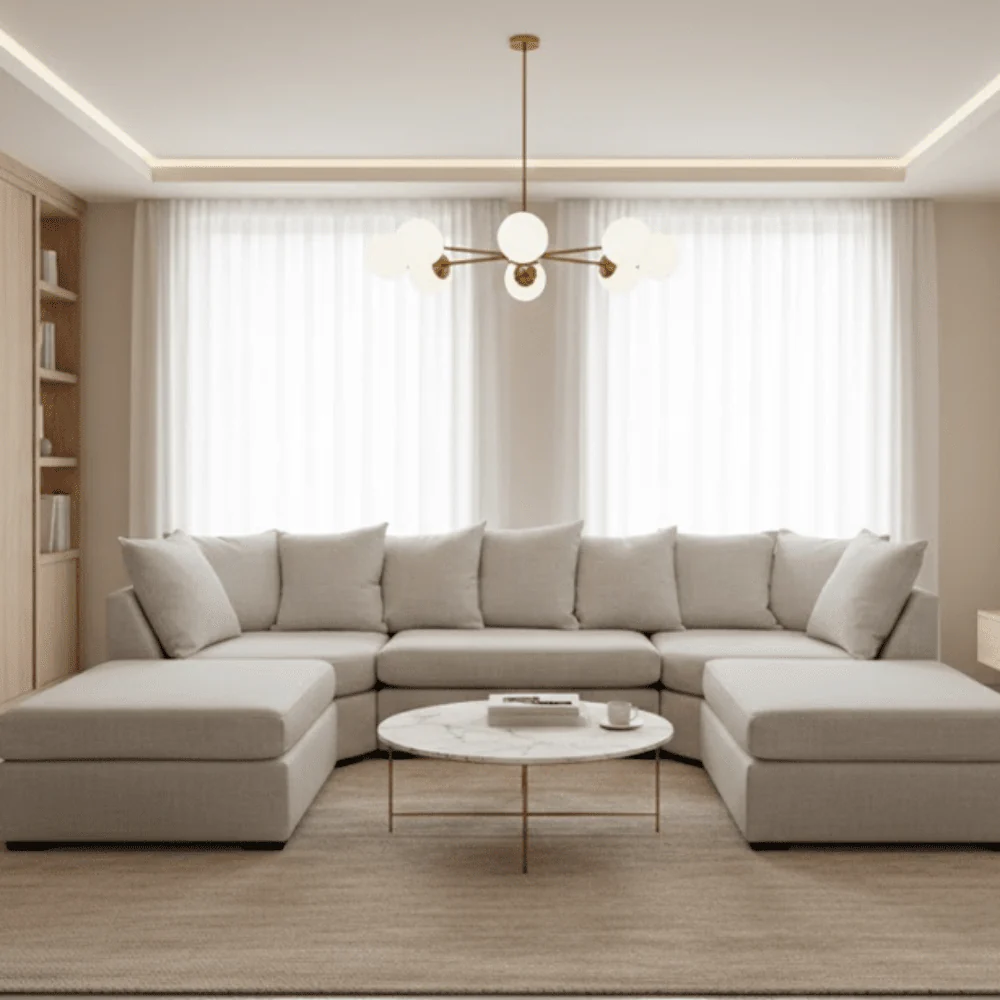 Lexington Porridge Textured Large U Shape Sofa - Image 3