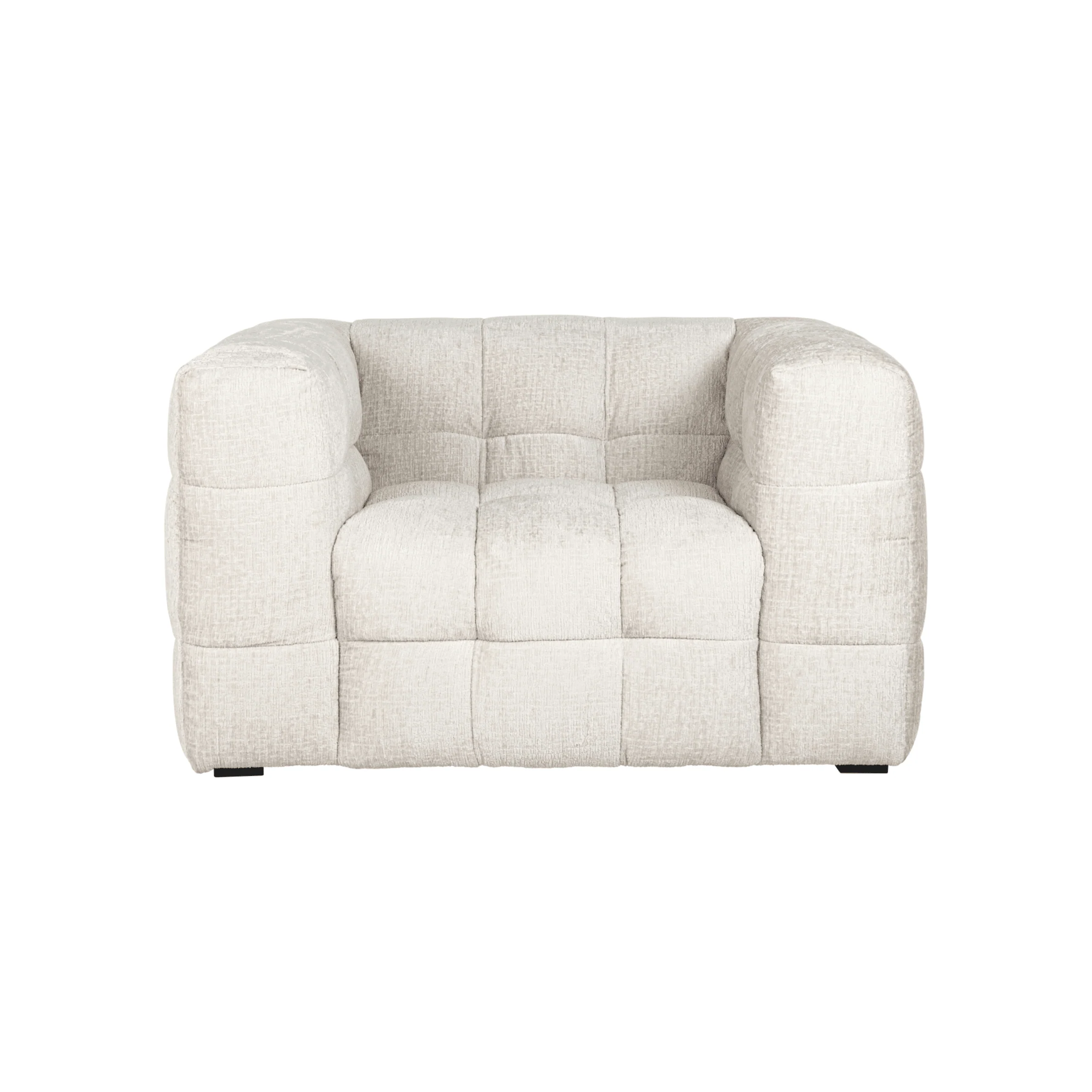 Maggie Cream Chenille Quilted Armchair - Image 3