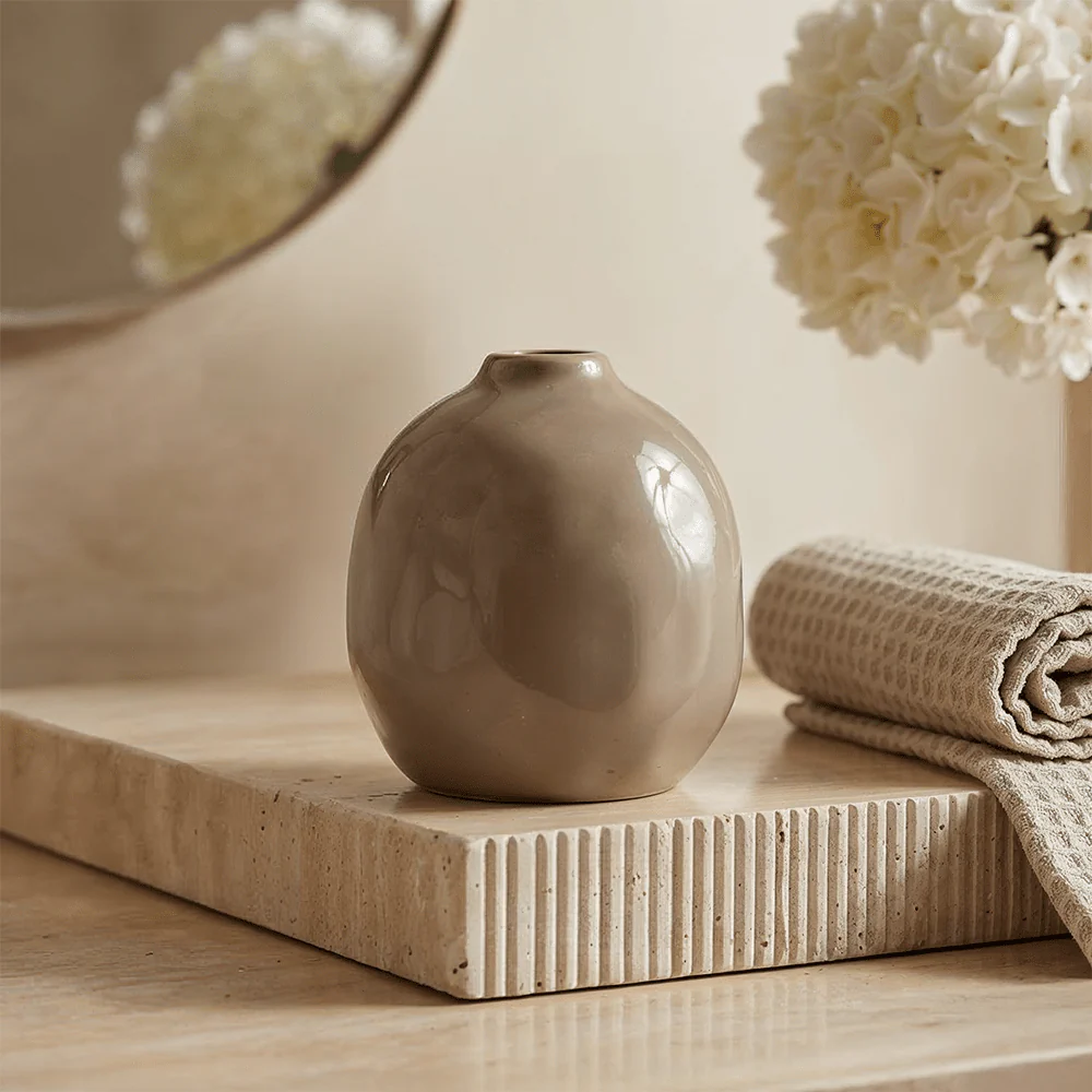 Maja Mini Taupe Decorative Round Vase - Image 2