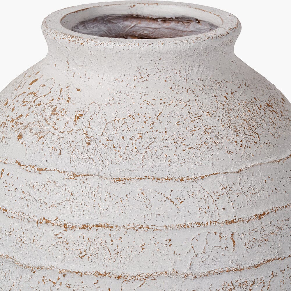 Marella Large Distressed White Wash Decorative Ribbed Vase - Image 6