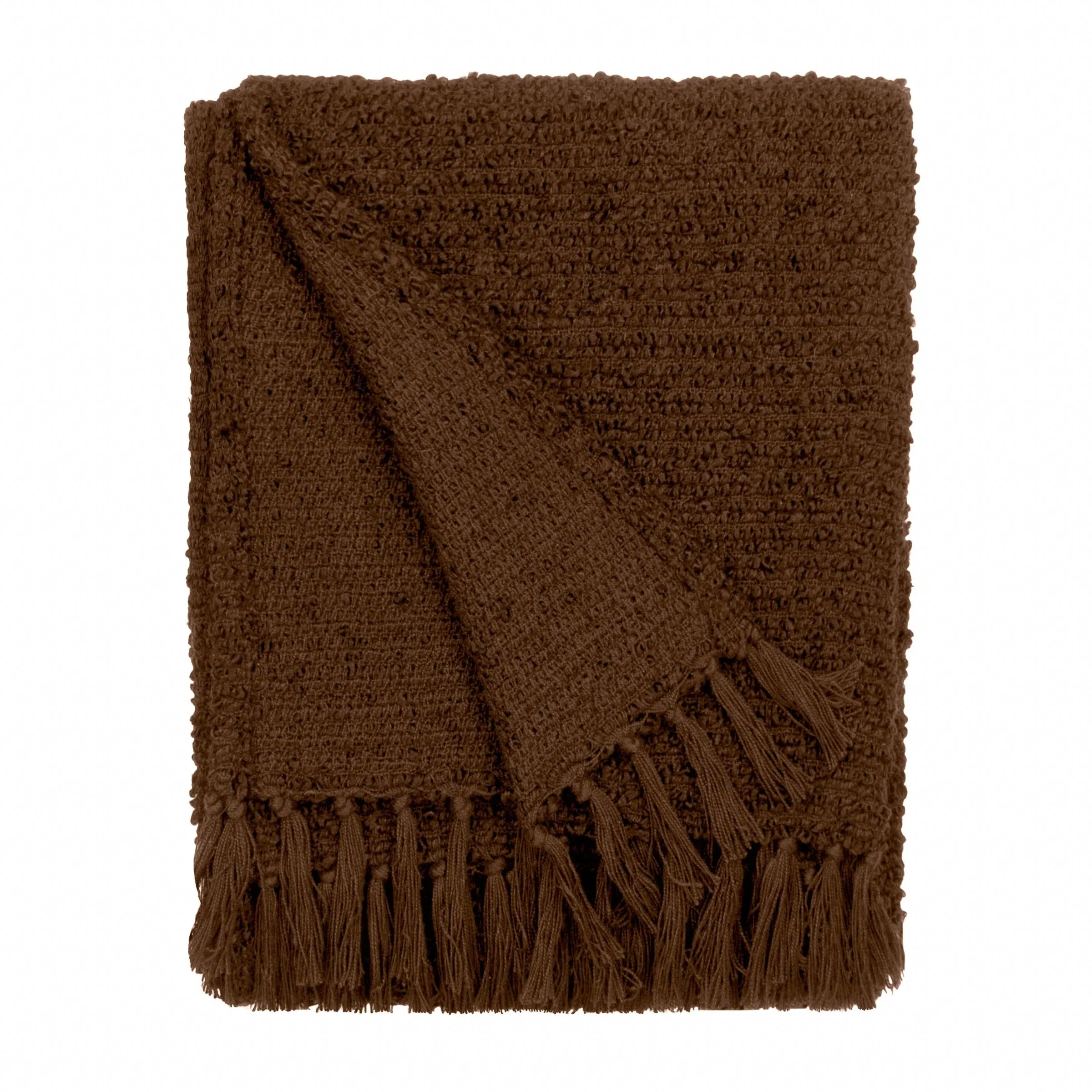 Marni Brown Boucle Textured Tasselled Throw - Image 2
