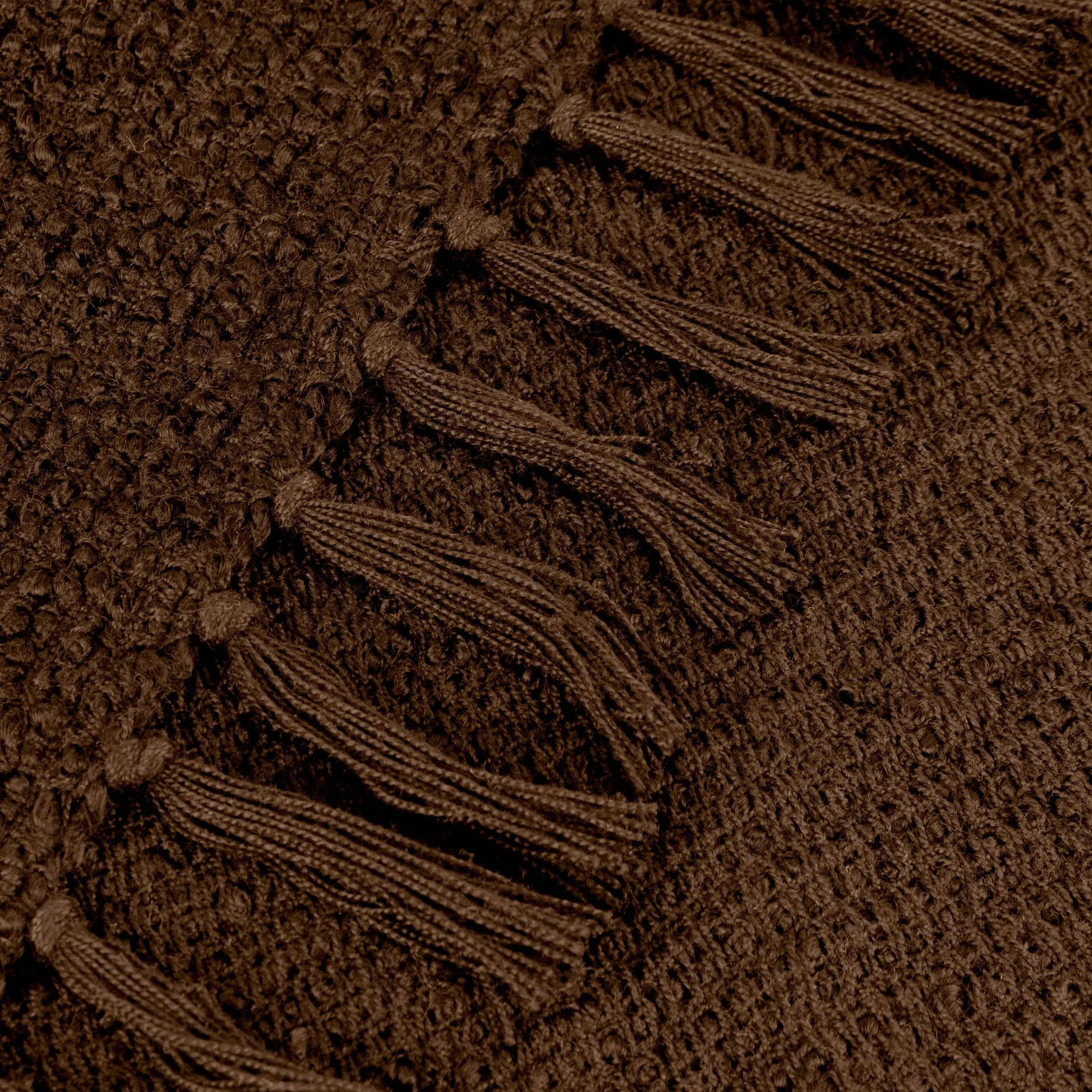 Marni Brown Boucle Textured Tasselled Throw - Image 3