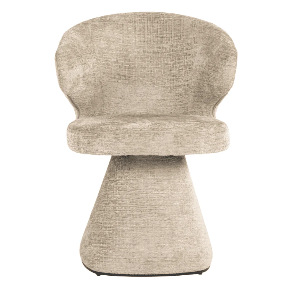 Marnie Sand Chenille Curved Dining Chair - Image 2