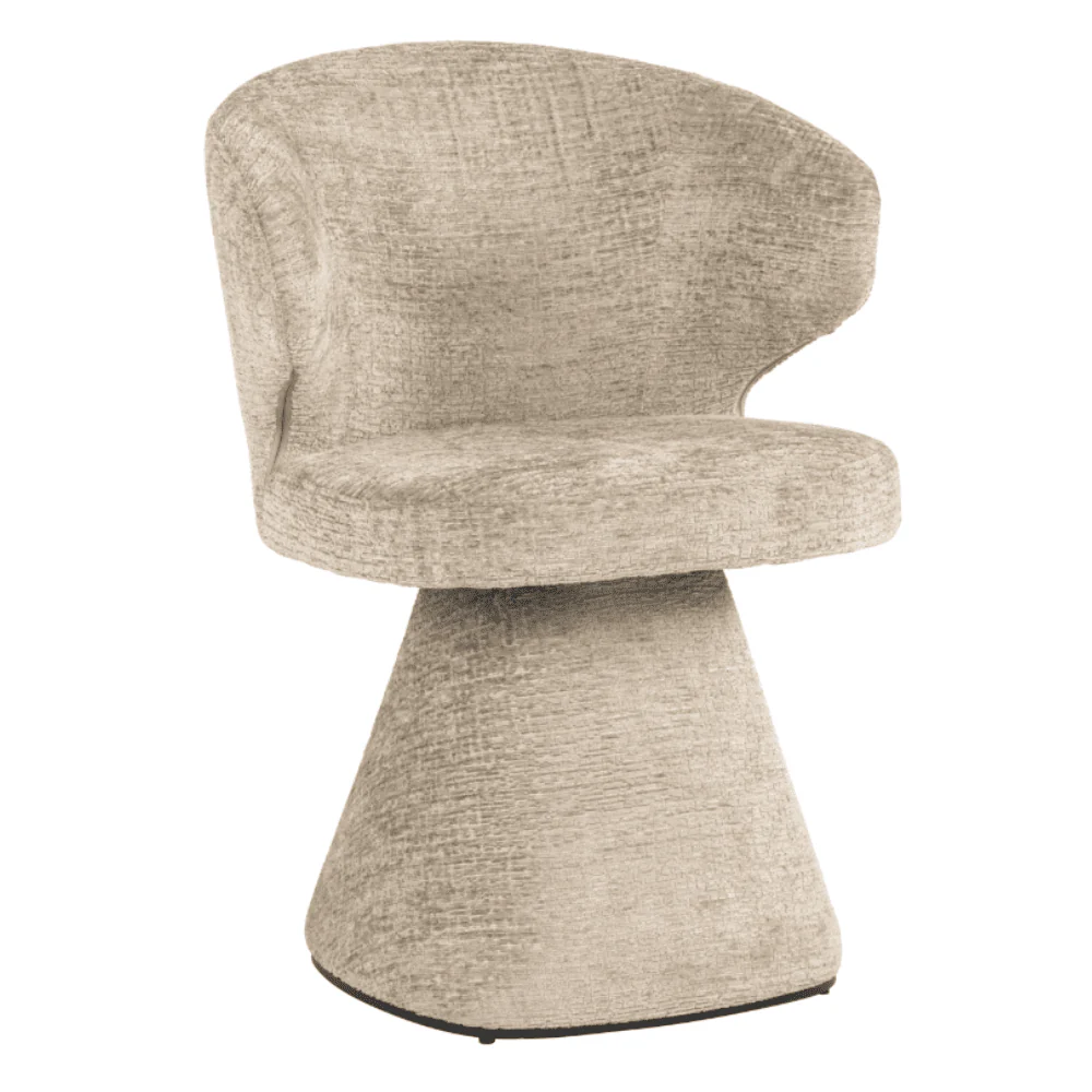 Marnie Sand Chenille Curved Dining Chair - Image 3