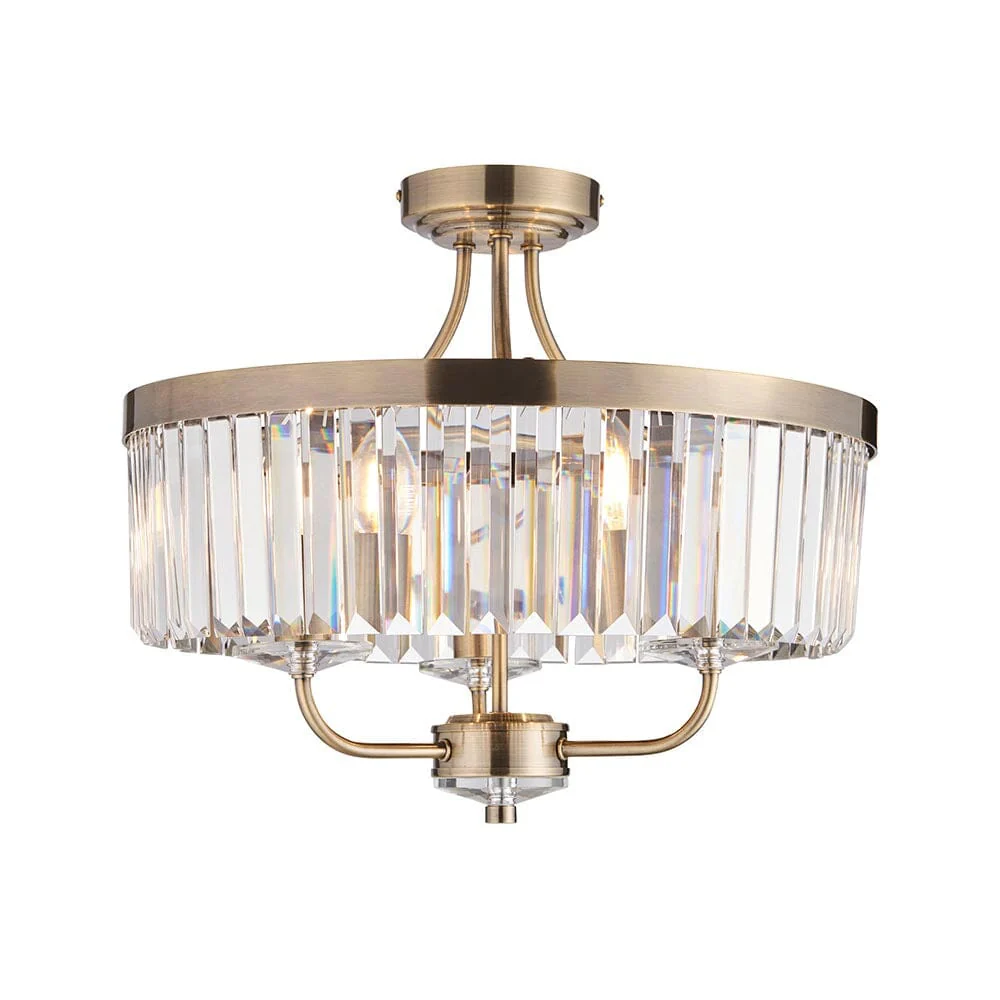 Masika Brass & Glass Pendant Ceiling Light - Image 4
