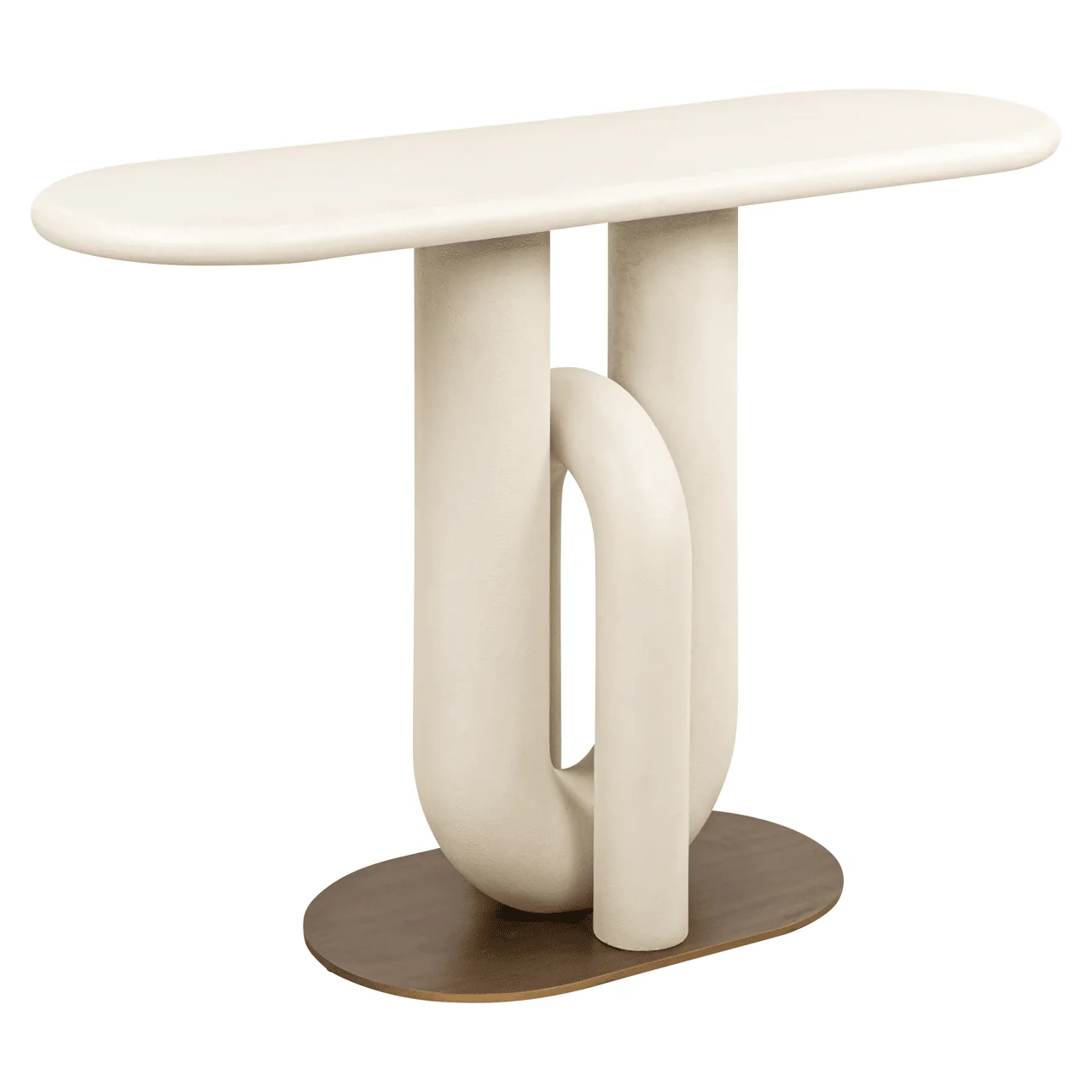 Mayia Cream & Gold Sculptural Console Table - Image 2