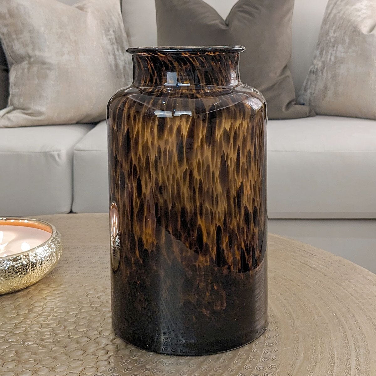 Melanie Amber Speckled Glass Decorative Vase - Image 2