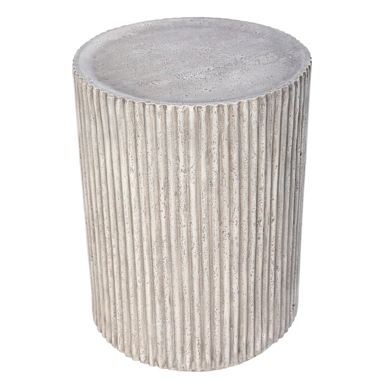 Mikono Natural Ribbed Stone Effect Round Side Table - Image 2