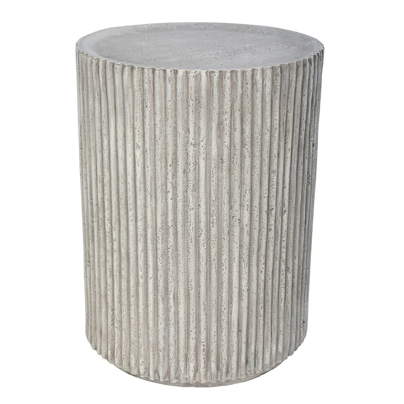 Mikono Natural Ribbed Stone Effect Round Side Table - Image 3