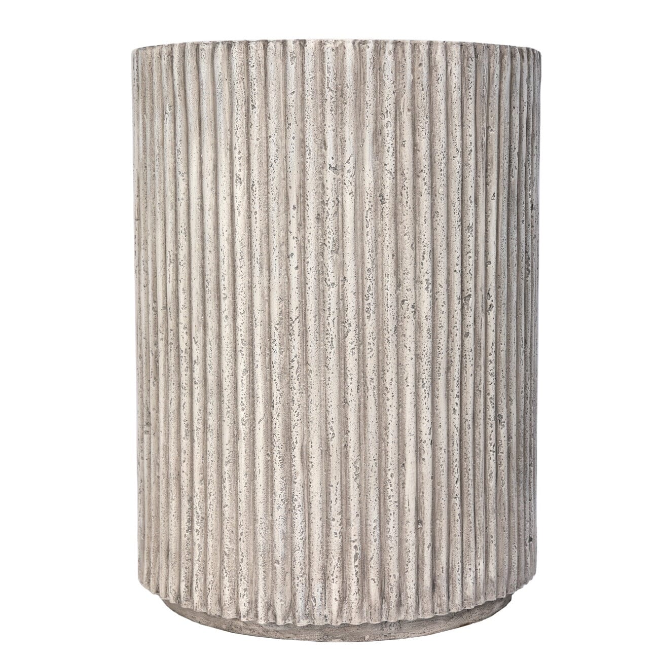 Mikono Natural Ribbed Stone Effect Round Side Table - Image 4