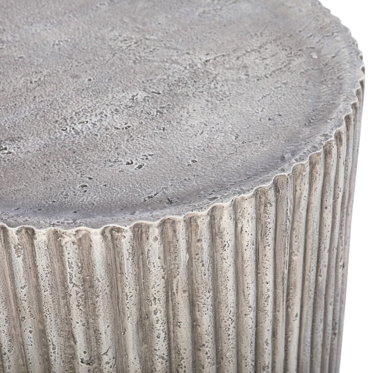 Mikono Natural Ribbed Stone Effect Round Side Table - Image 5