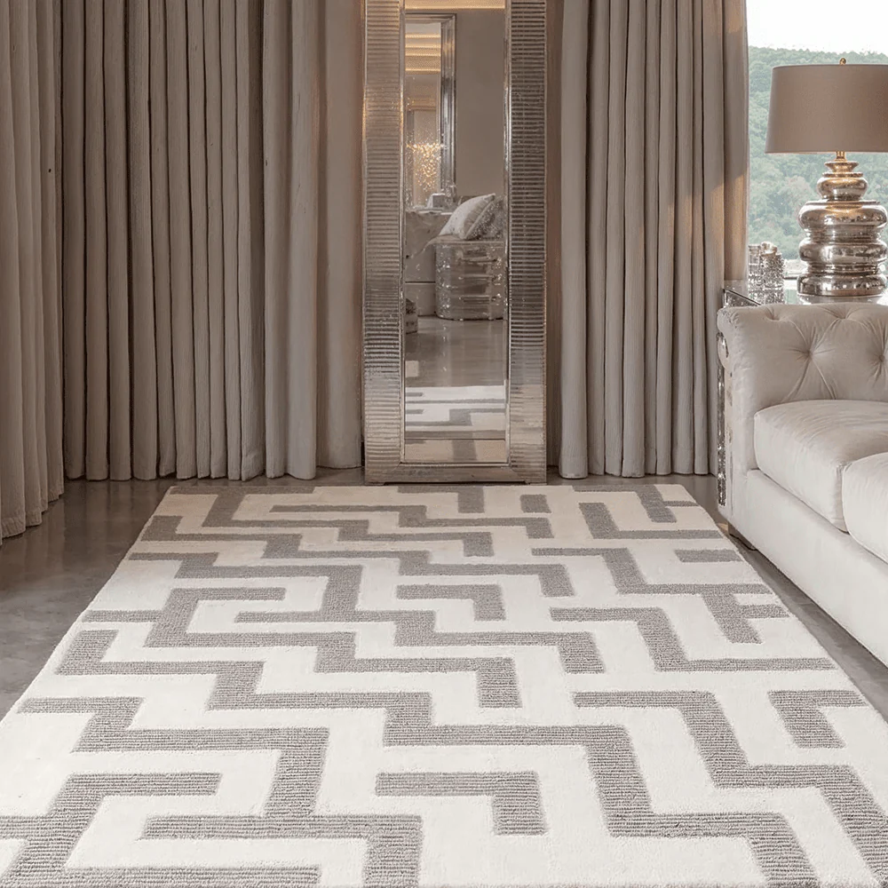 Morocco Grey & Cream Geometric Rug