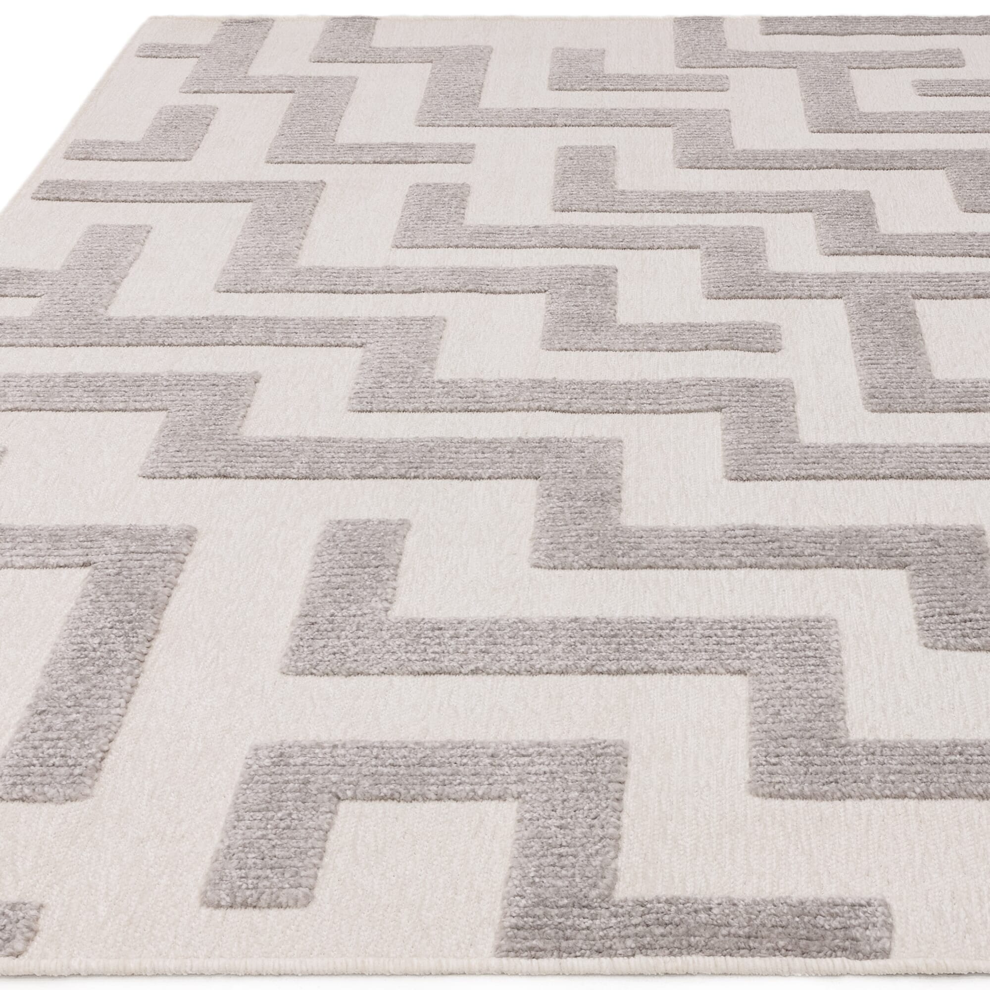 Morocco Grey & Cream Geometric Rug - Image 4
