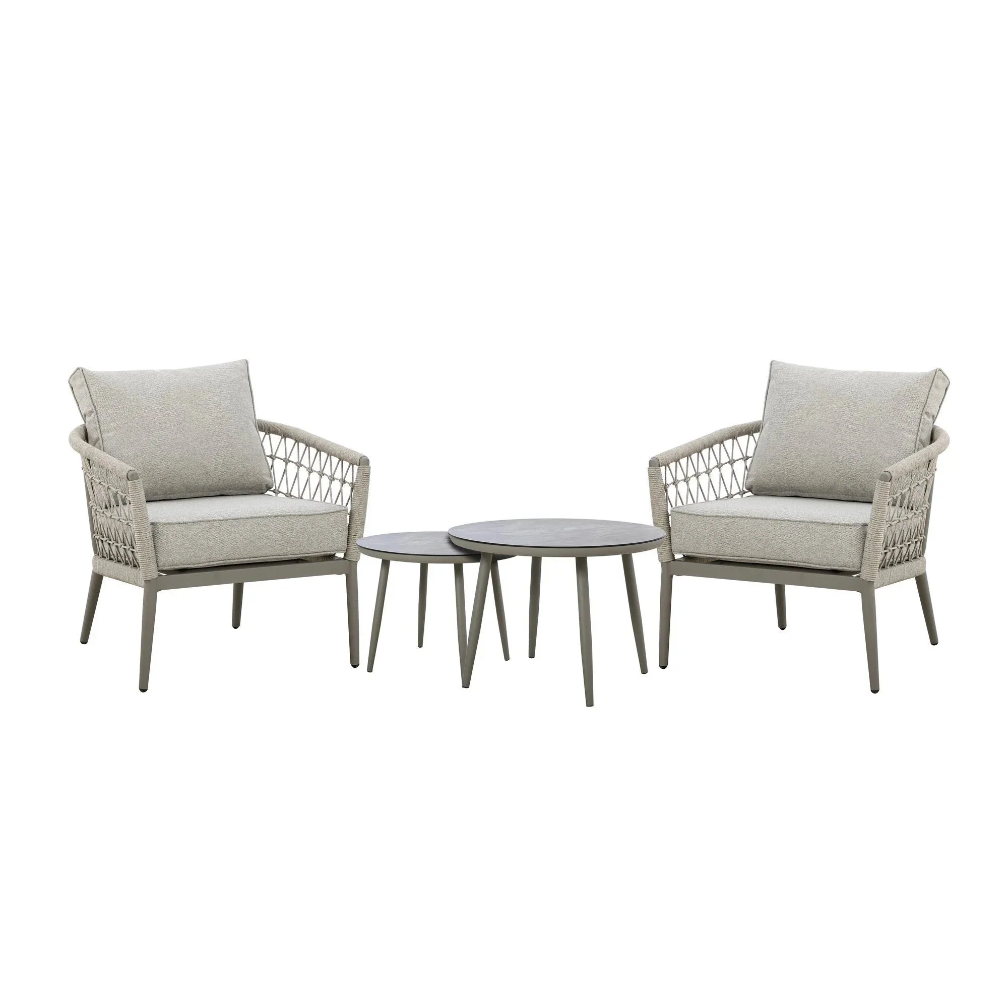 Morocco Outdoor Cream & Taupe Chair Lounge Set - Image 2