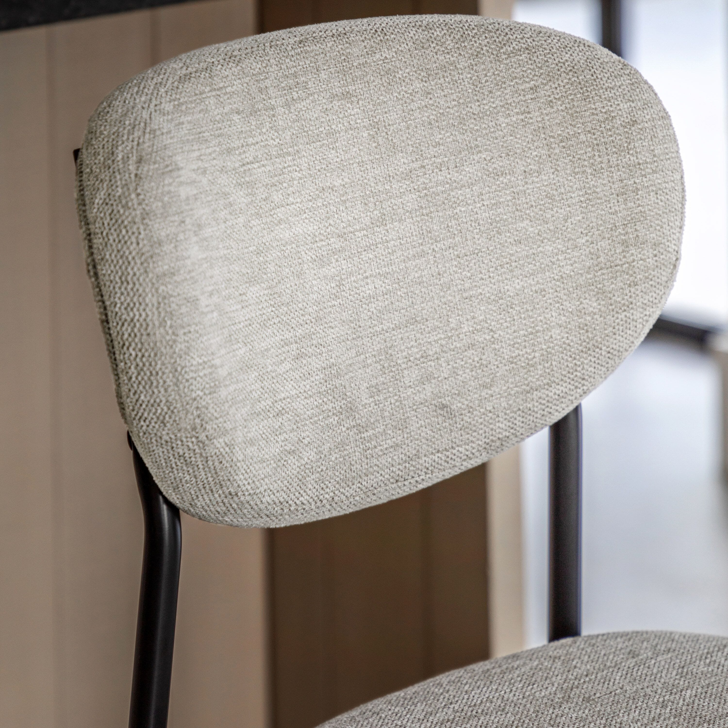 Naomi Natural Upholstered Bar Stool with Black Legs - Set of 2 - Image 3